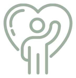Icon of person waving in a heart, representing memory care