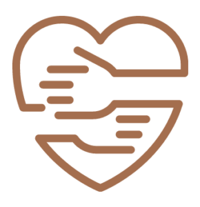 Icon of hands forming a heart, representing respite care