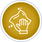 Icon showing hand cleaning with towel, representing housekeeping amenity