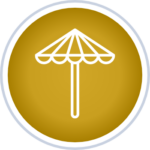 Icon showing umbrella, representing outdoor patio amenity