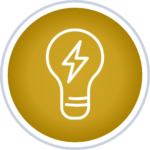 Icon showing light bulb with lightning bolt, representing utilities included amenity